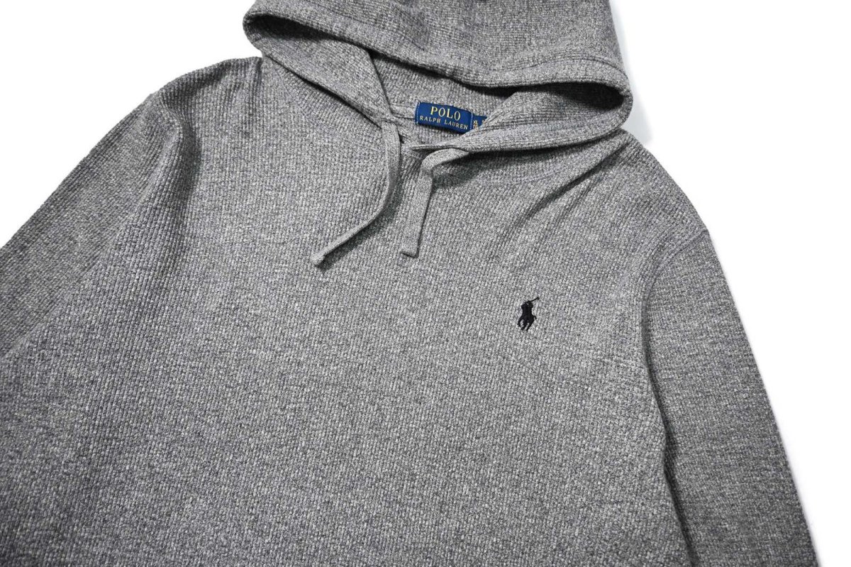 画像2: Used Polo Ralph Lauren L/S Thermal Hoodie Grey (2)