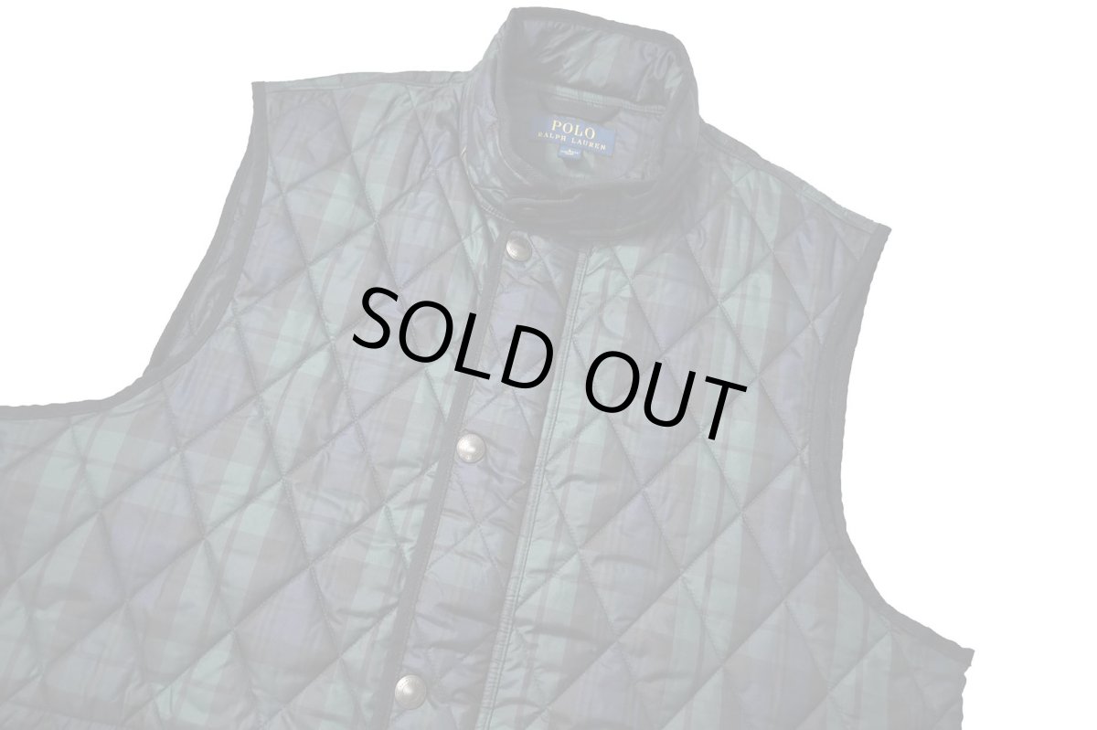 画像3: Used Polo Ralph Lauren Quilting Vest Black Watch ラルフローレン (3)