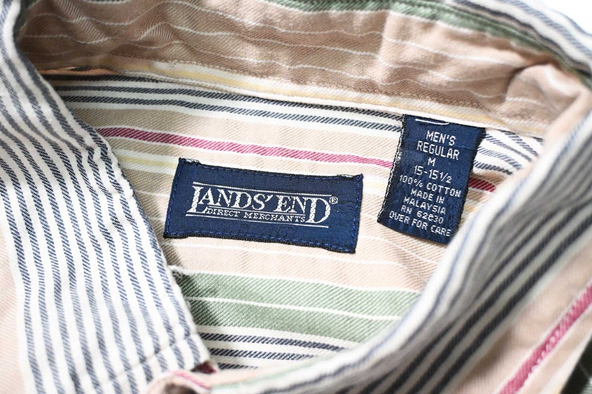 画像3: 90s Used Lands' End Stripe B/D Shirt (3)