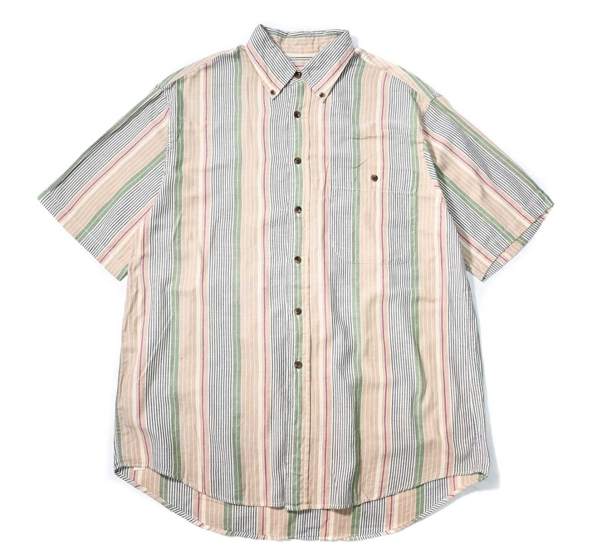 画像1: 90s Used Lands' End Stripe B/D Shirt (1)
