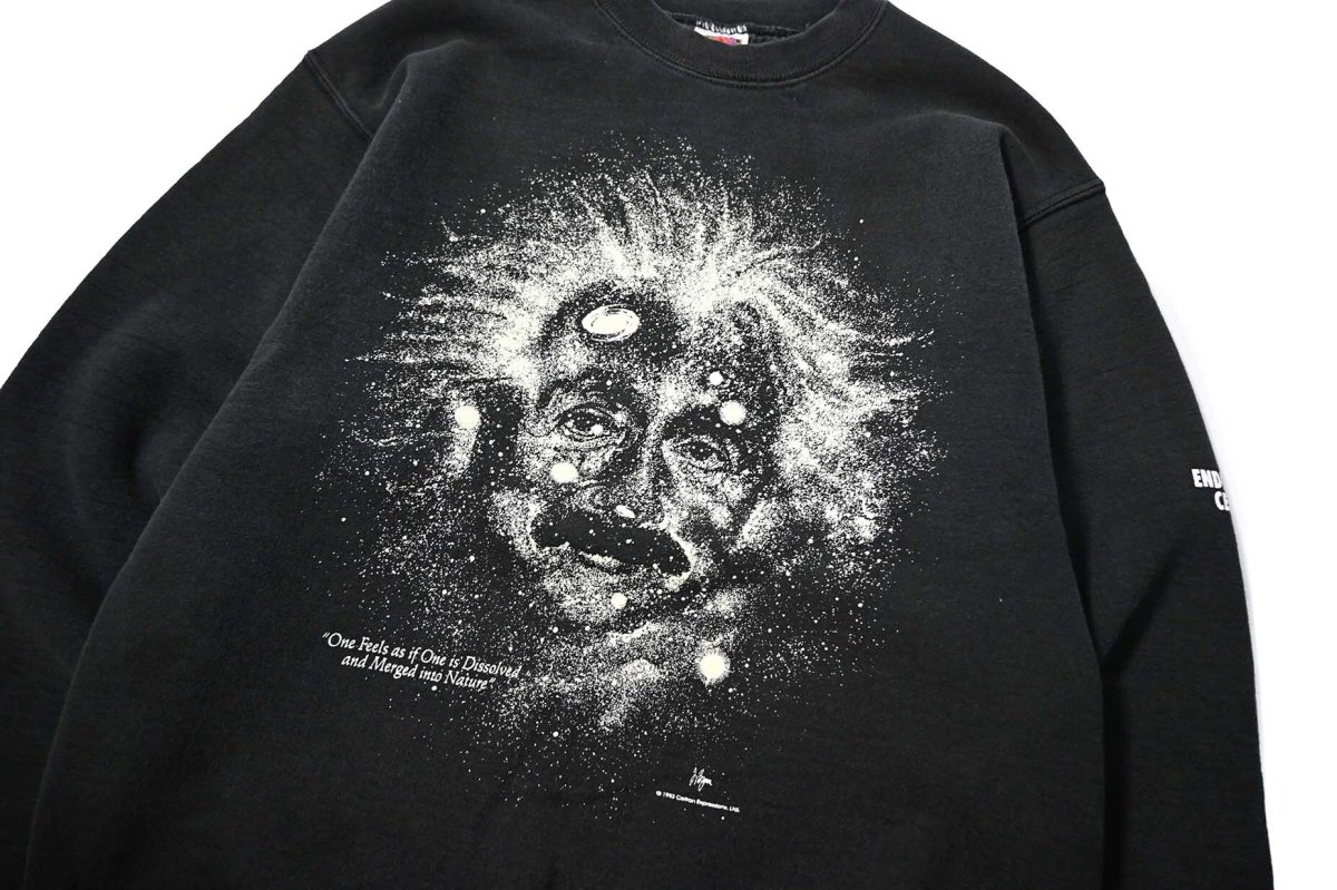 画像2: 90s Used Cotton Expressions Albert Einstein Print Sweat Shirt (2)