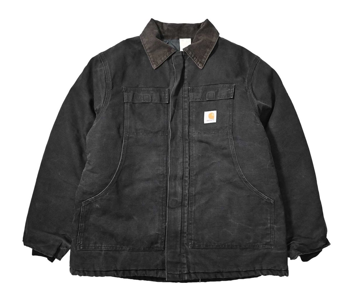 画像1: 80-90s Used Carhartt Quilt Lined Traditional Coat Black made in USA (1)