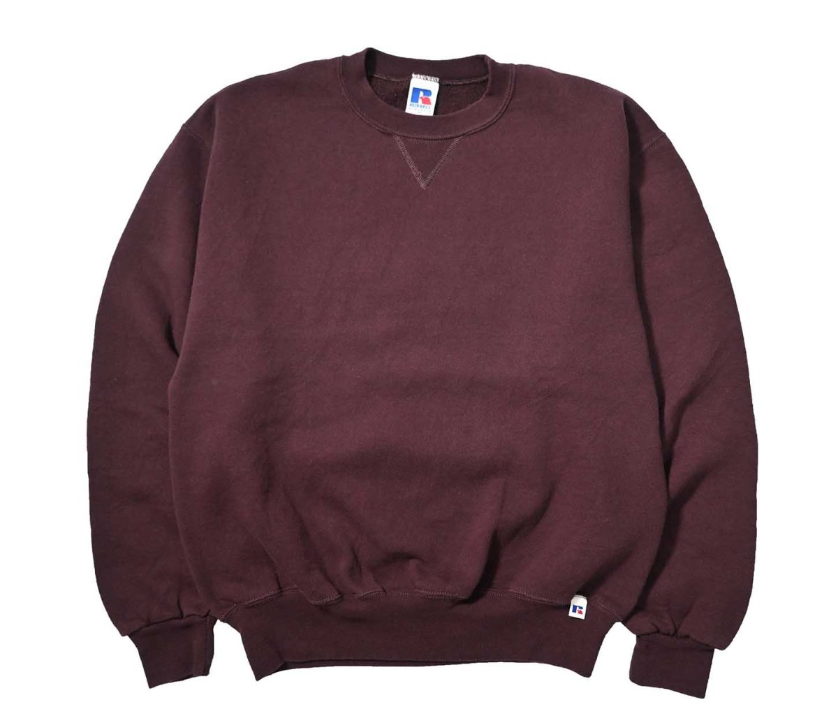 画像1: 90s Used Russell Athletic Blank Sweat Shirt Maroon (1)