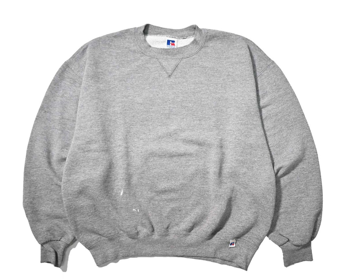 画像1: 90s Used Russell Athletic Blank Sweat Shirt Grey made in USA (1)