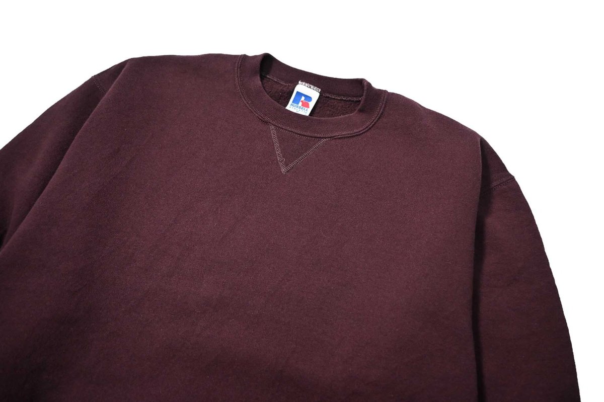 画像2: 90s Used Russell Athletic Blank Sweat Shirt Maroon (2)