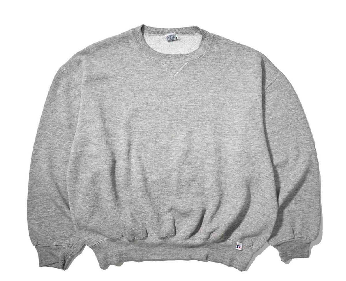 画像1: 90s Used Russell Athletic Blank Sweat Shirt Grey made in USA (1)