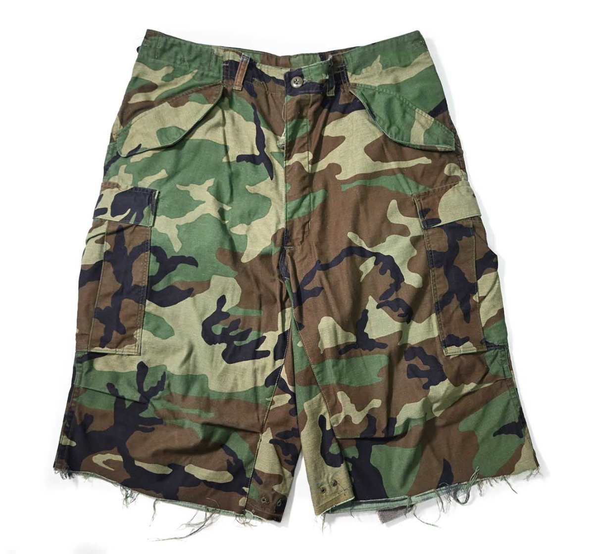 画像1: Used Us Army Customized M-65 Jorts Woodland Camo (1)