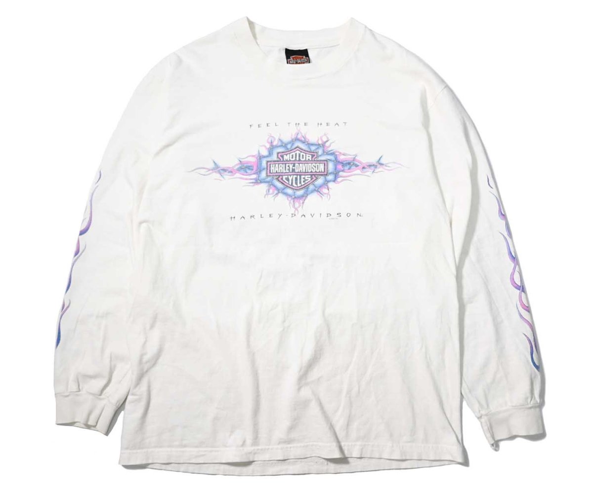 画像1: 90s Used Harley-Davidson L/S Print Tee made in USA (1)