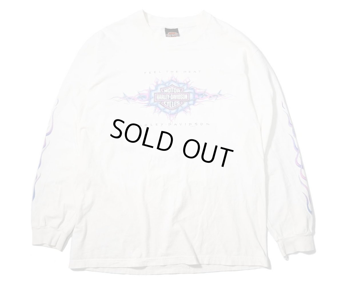 画像1: 90s Used Harley-Davidson L/S Print Tee made in USA (1)