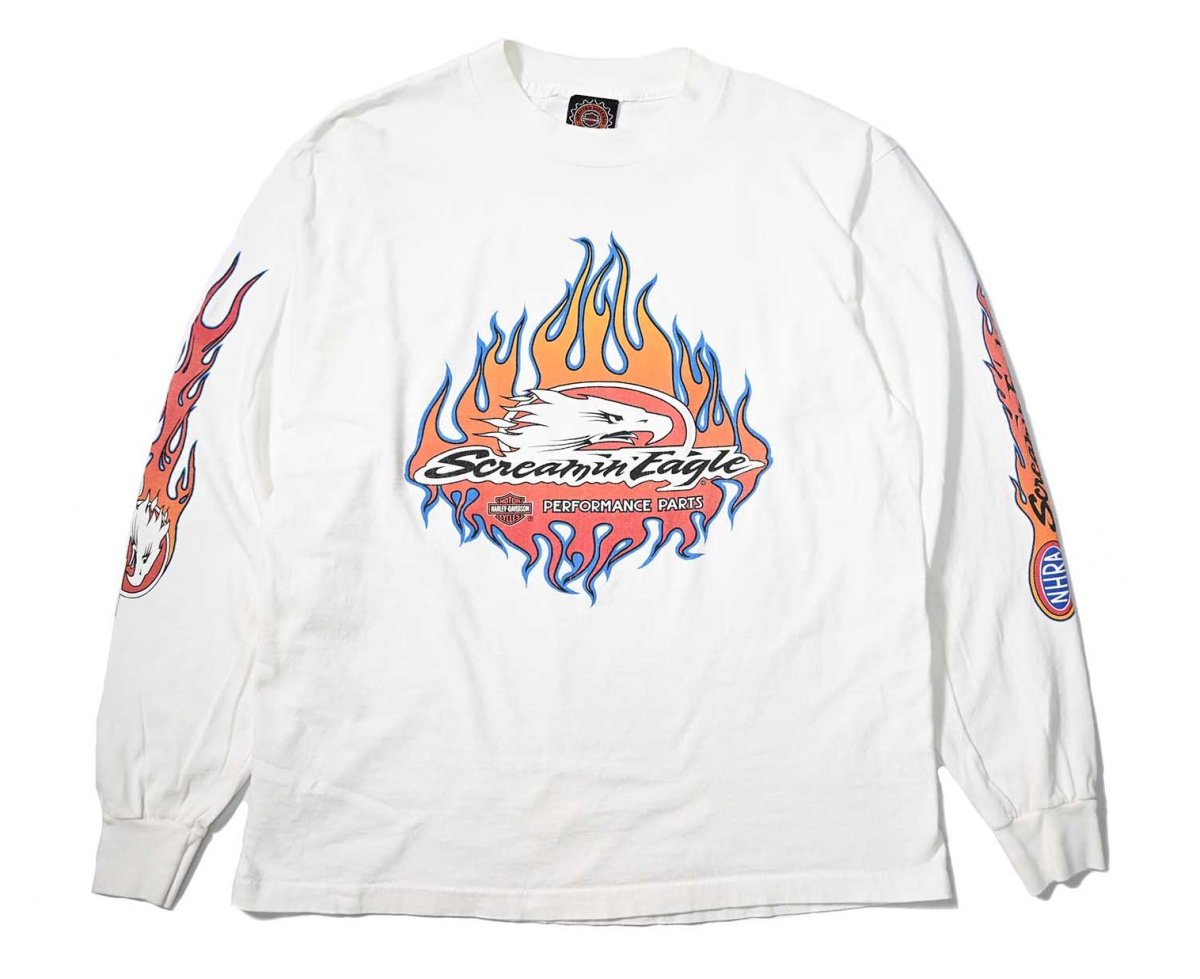 画像1: 90s Used Harley-Davidson L/S Print Tee made in USA (1)