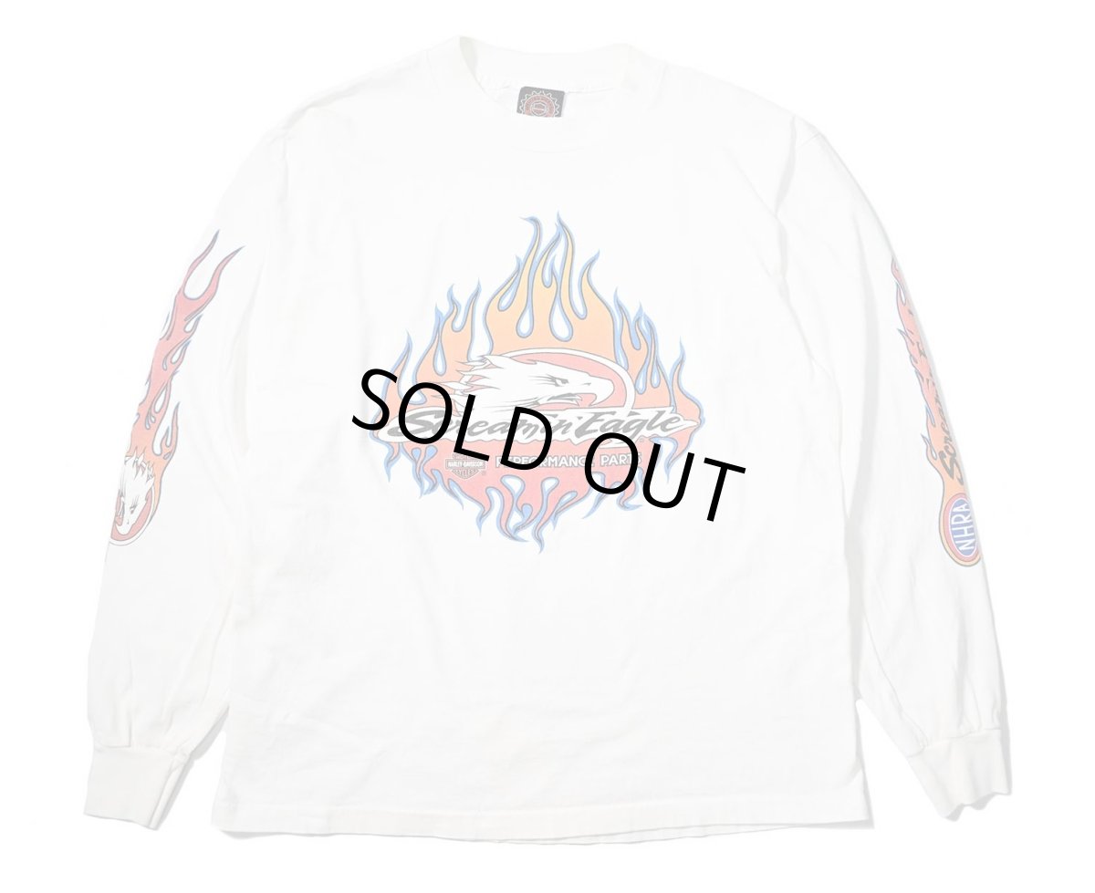 画像1: 90s Used Harley-Davidson L/S Print Tee made in USA (1)