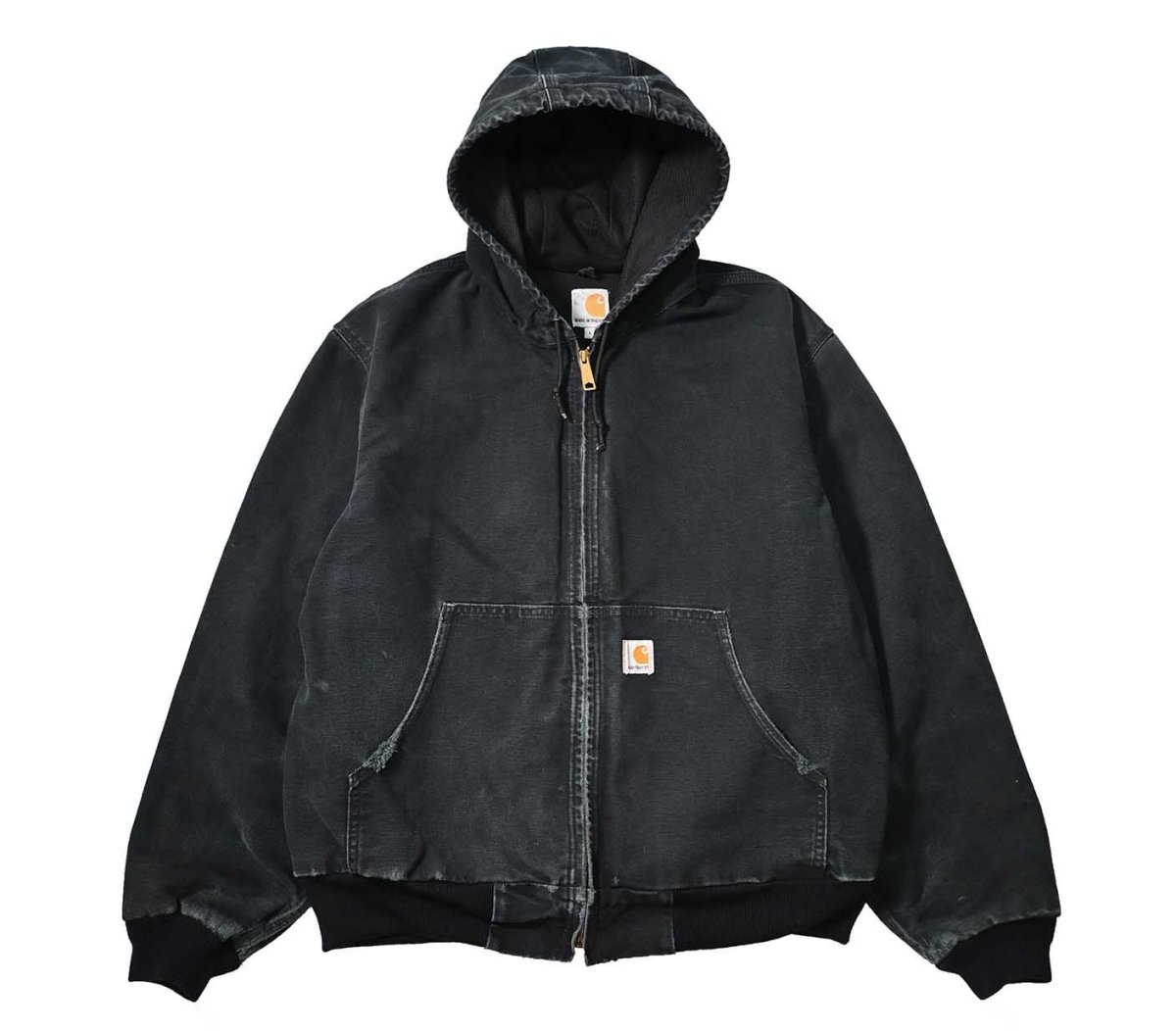 画像1: 15' Used Carhartt Duck Thermal Lined Active Jacket Black made in USA (1)