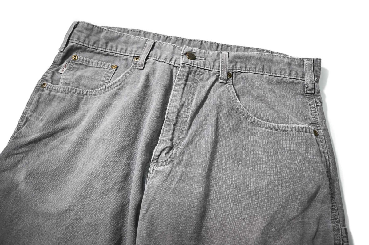 画像2: 18' Used Carhartt B159 Canvas Utility Work Pants Charcoal カーハート (2)