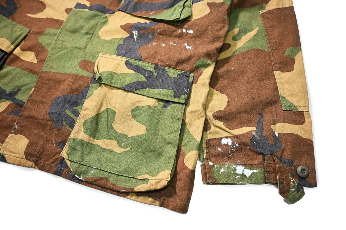 画像4: 87' Used Us Military Painted BDU Coat Woodland Camo (4)