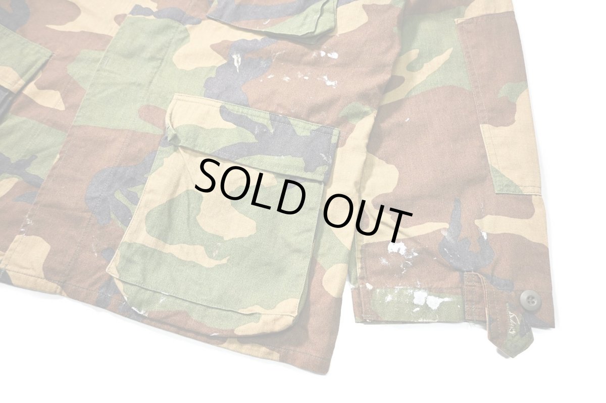 画像4: 87' Used Us Military Painted BDU Coat Woodland Camo (4)