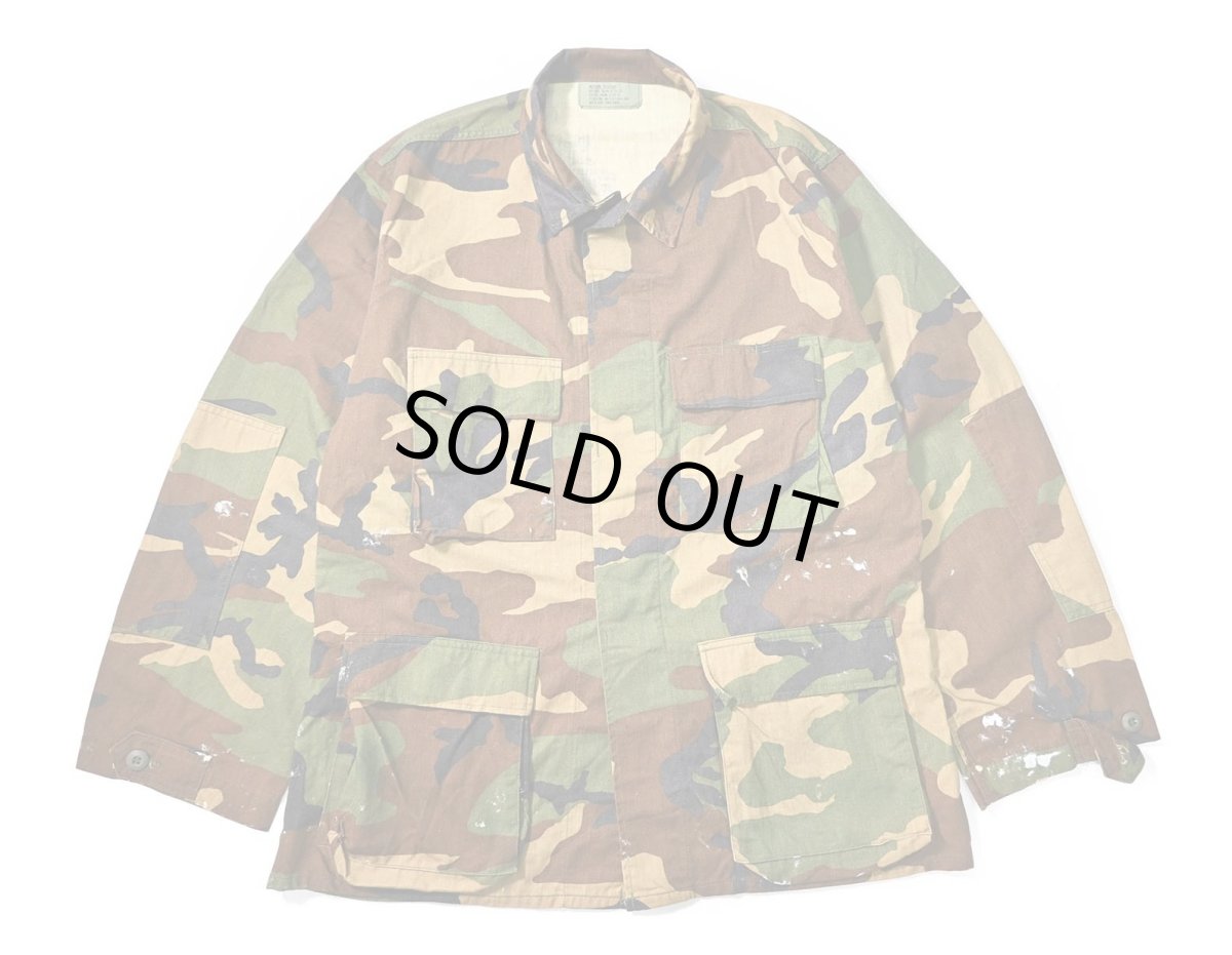 画像1: 87' Used Us Military Painted BDU Coat Woodland Camo (1)
