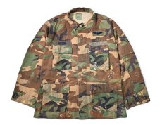 画像1: 90s Used Us Military Painted BDU Coat Woodland Camo (1)