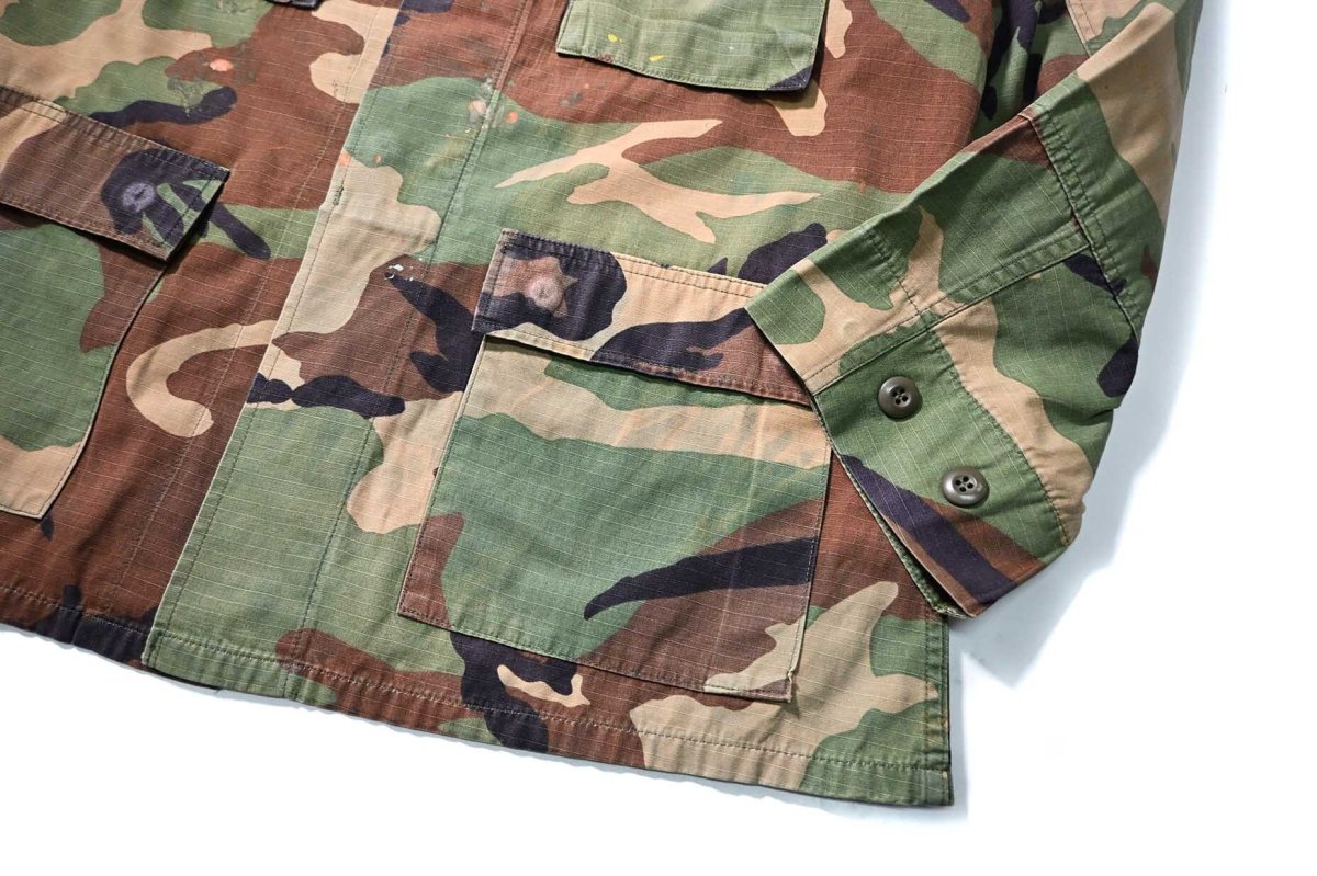 画像4: 96' Used Us Military Painted BDU Coat Woodland Camo (4)