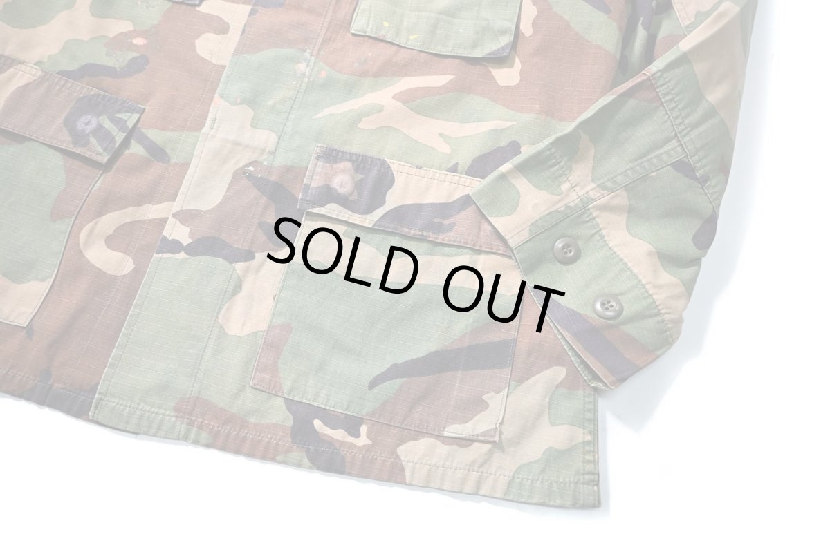 画像4: 96' Used Us Military Painted BDU Coat Woodland Camo (4)