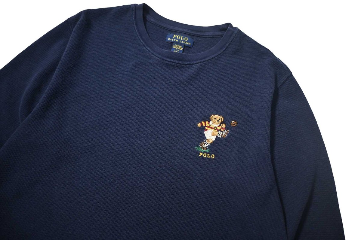 画像2: Used Polo Ralph Lauren L/S Thermal Navy (2)