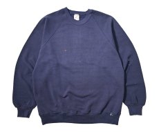 画像1: 80-90s Used Jerzees Raglan Sleeve Blank Sweat Shirt Fade Navy made in USA (1)