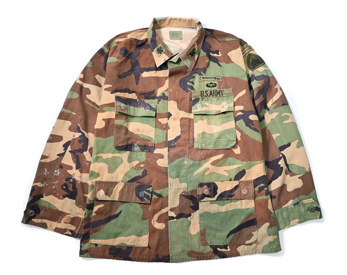 画像1: 96' Used Us Military Painted BDU Coat Woodland Camo (1)