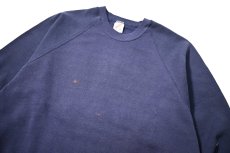 画像2: 80-90s Used Jerzees Raglan Sleeve Blank Sweat Shirt Fade Navy made in USA (2)