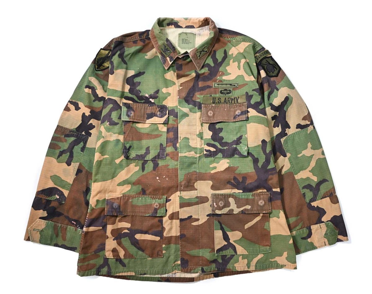 画像1: 93' Used Us Military Painted BDU Coat Woodland Camo (1)