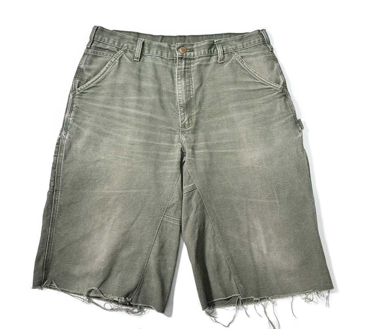 画像1: Used Carhartt Customized Duck Jorts Moss (1)