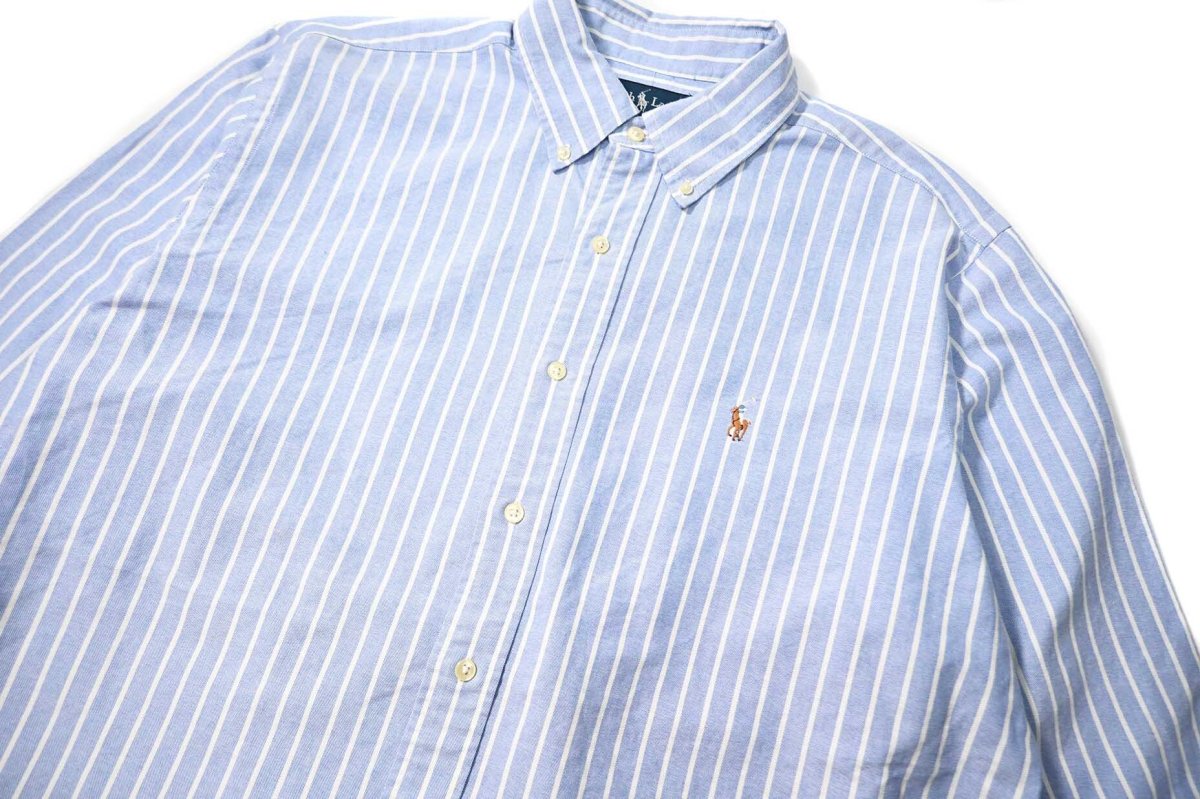 画像2: 90-00s Used Ralph Lauren Stripe B/D Shirt "Classic Fit" (2)