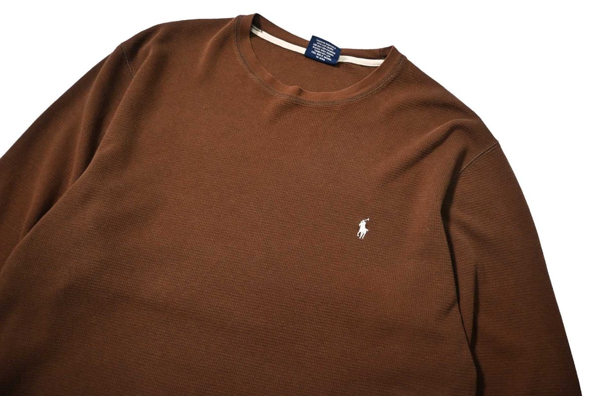 画像2: Used Polo Ralph Lauren L/S Thermal Brown (2)