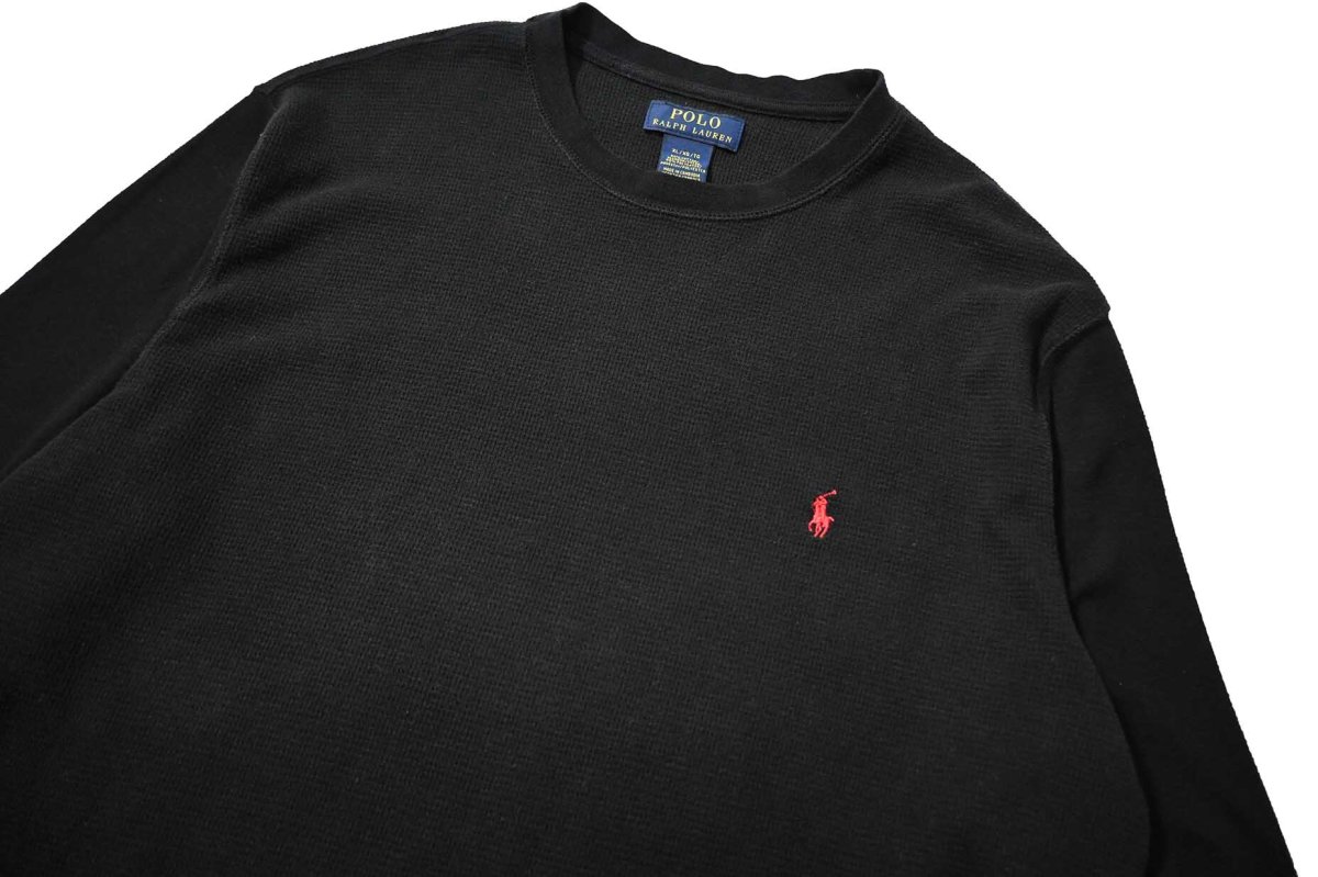 画像2: Used Polo Ralph Lauren L/S Thermal Black (2)