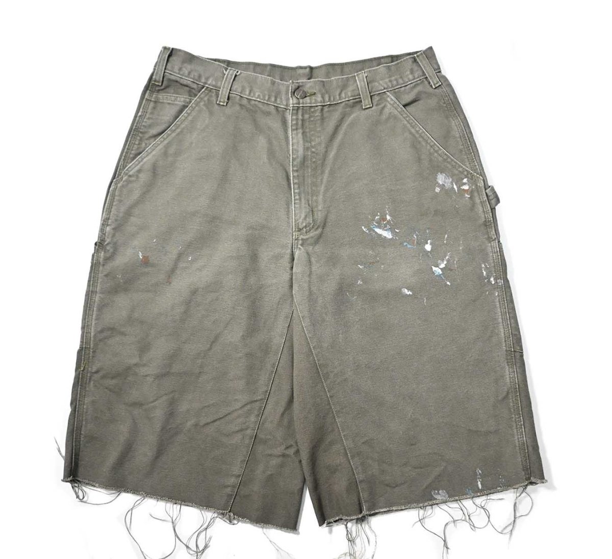 画像1: Used Carhartt Customized Duck Jorts Moss (1)