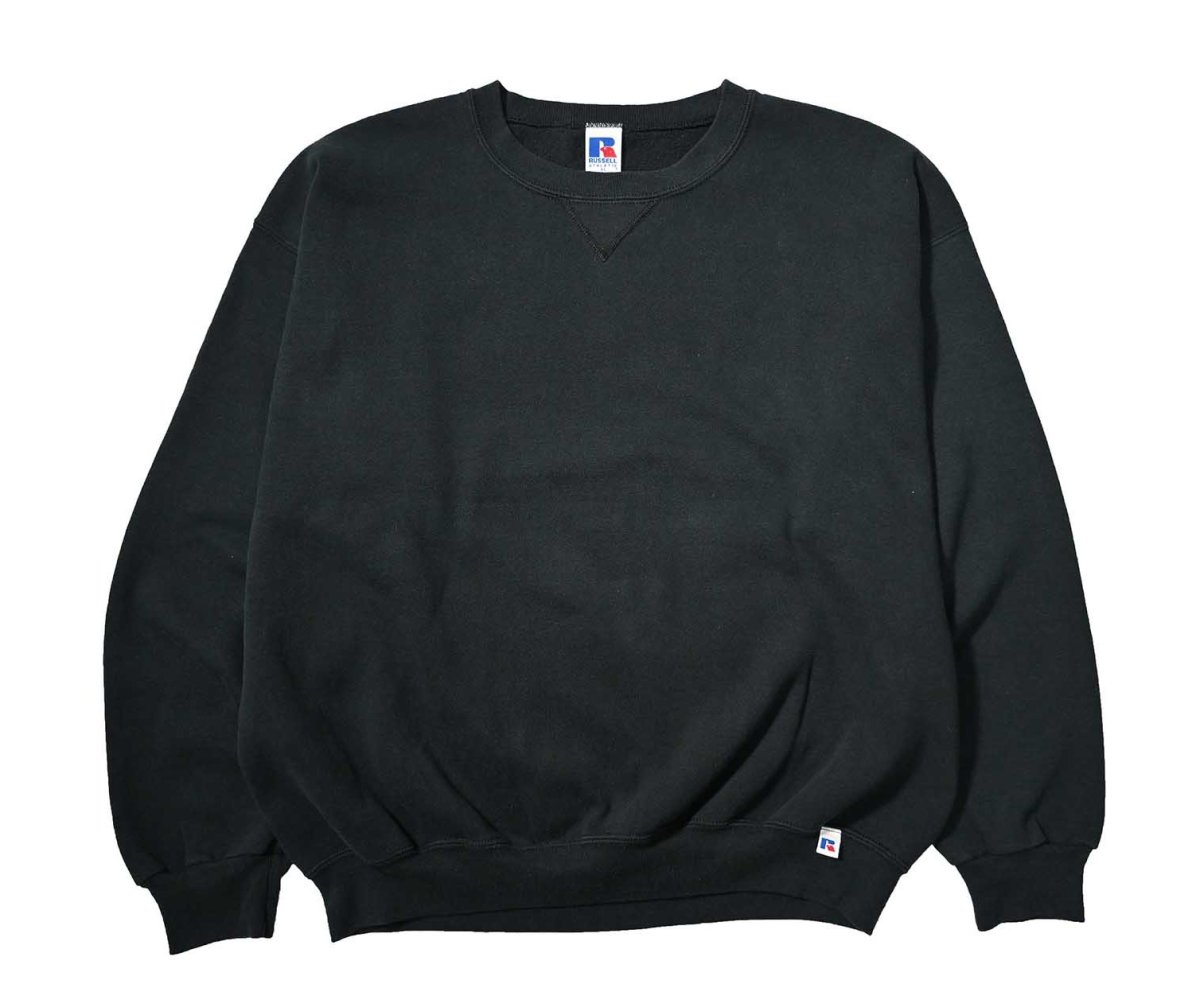 画像1: 90s Used Russell Athletic Blank Sweat Shirt Black (1)
