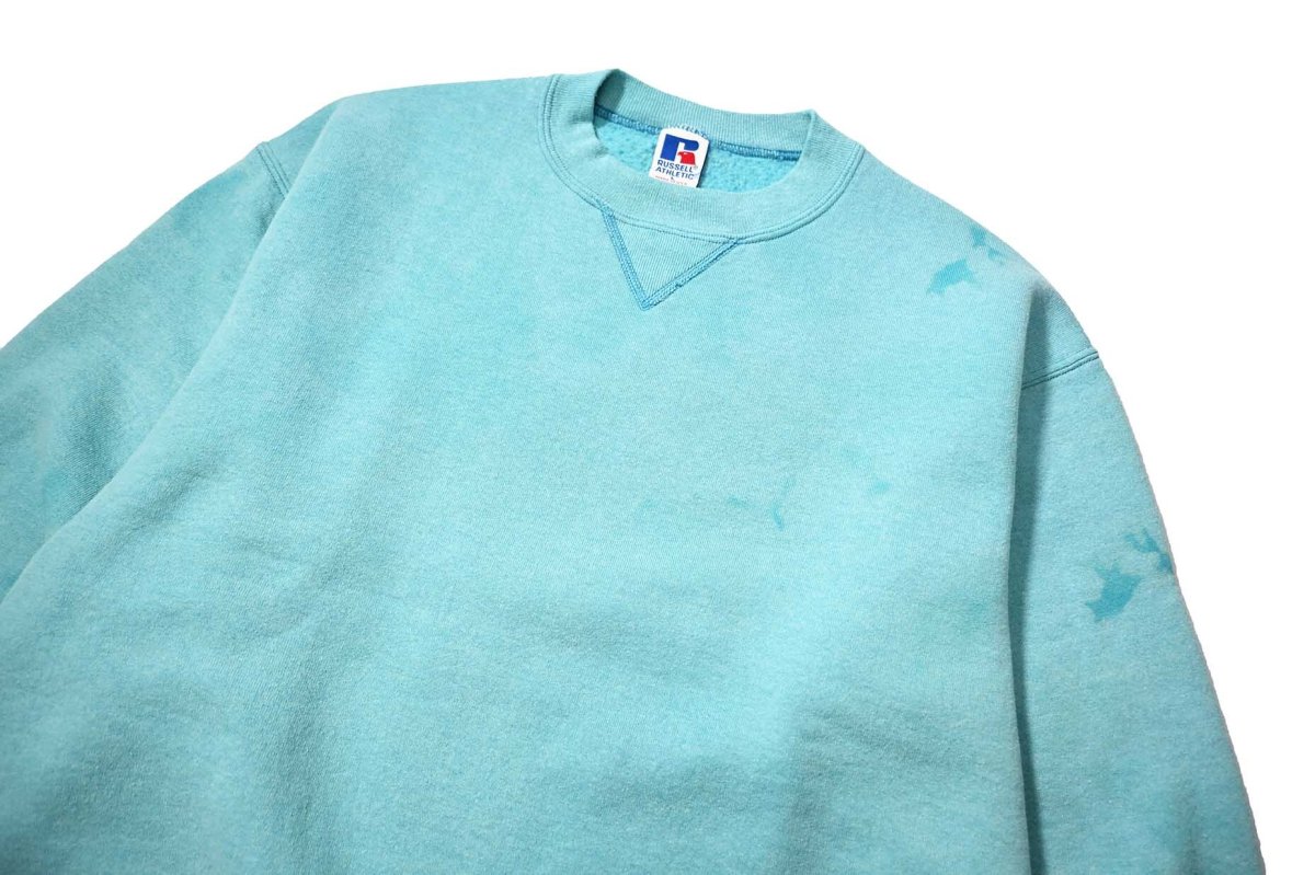 画像2: 90s Used Russell Athletic Blank Sweat Shirt Turquoise made in USA (2)
