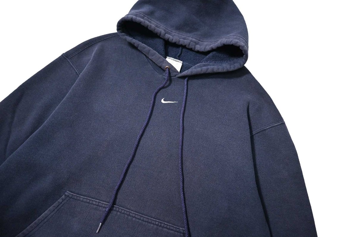 画像2: 90-00s Used Nike Center Swoosh Sweat Hoodie Navy (2)
