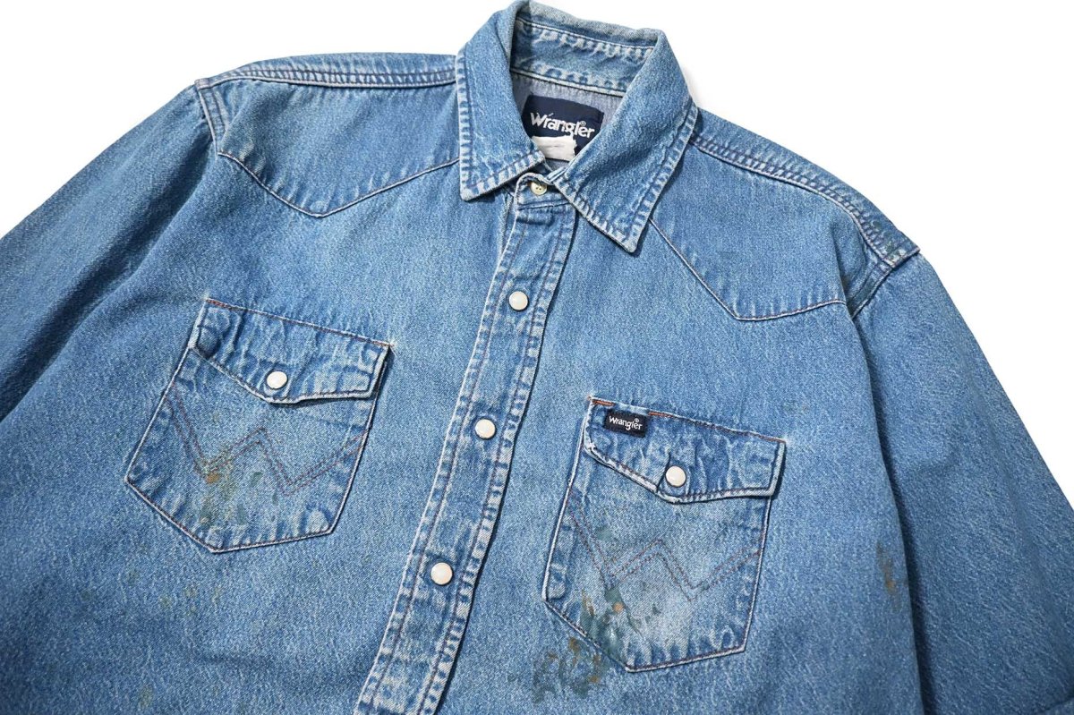 画像2: 90s Used Wrangler Denim Western Shirt (2)