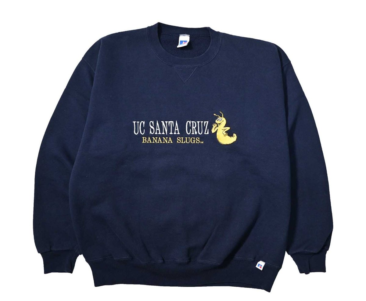 画像1: 90s Used Russell Athletic Embroidered Sweat Shirt Navy (1)