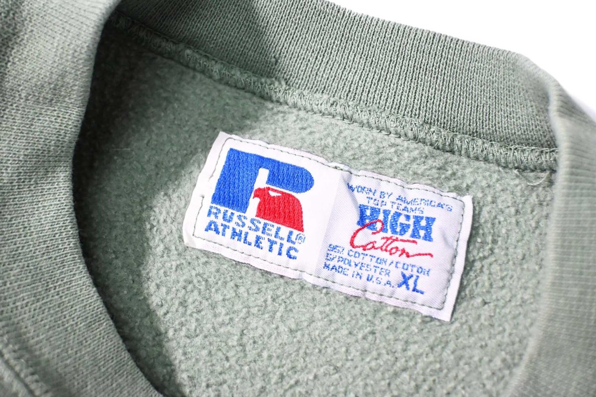 画像4: 90s Used Russell Athletic High Cotton Blank Sweat Shirt Green made in USA (4)