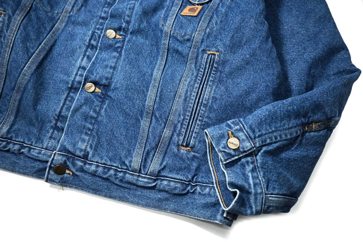 画像4: 05' Used Carhartt Blanket Lined Denim Trucker Jacket (4)