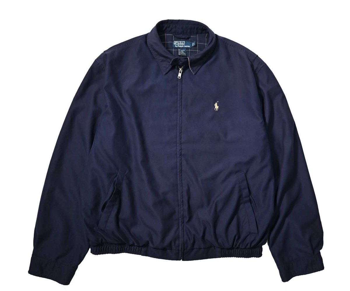 画像1: 90-00s Used Polo Ralph Lauren Peach Skin Swing Top Navy ラルフローレン (1)