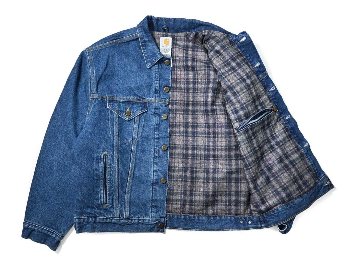 画像5: 05' Used Carhartt Blanket Lined Denim Trucker Jacket (5)
