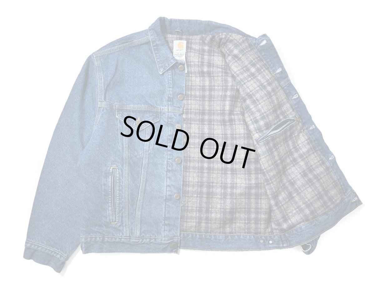 画像5: 05' Used Carhartt Blanket Lined Denim Trucker Jacket (5)