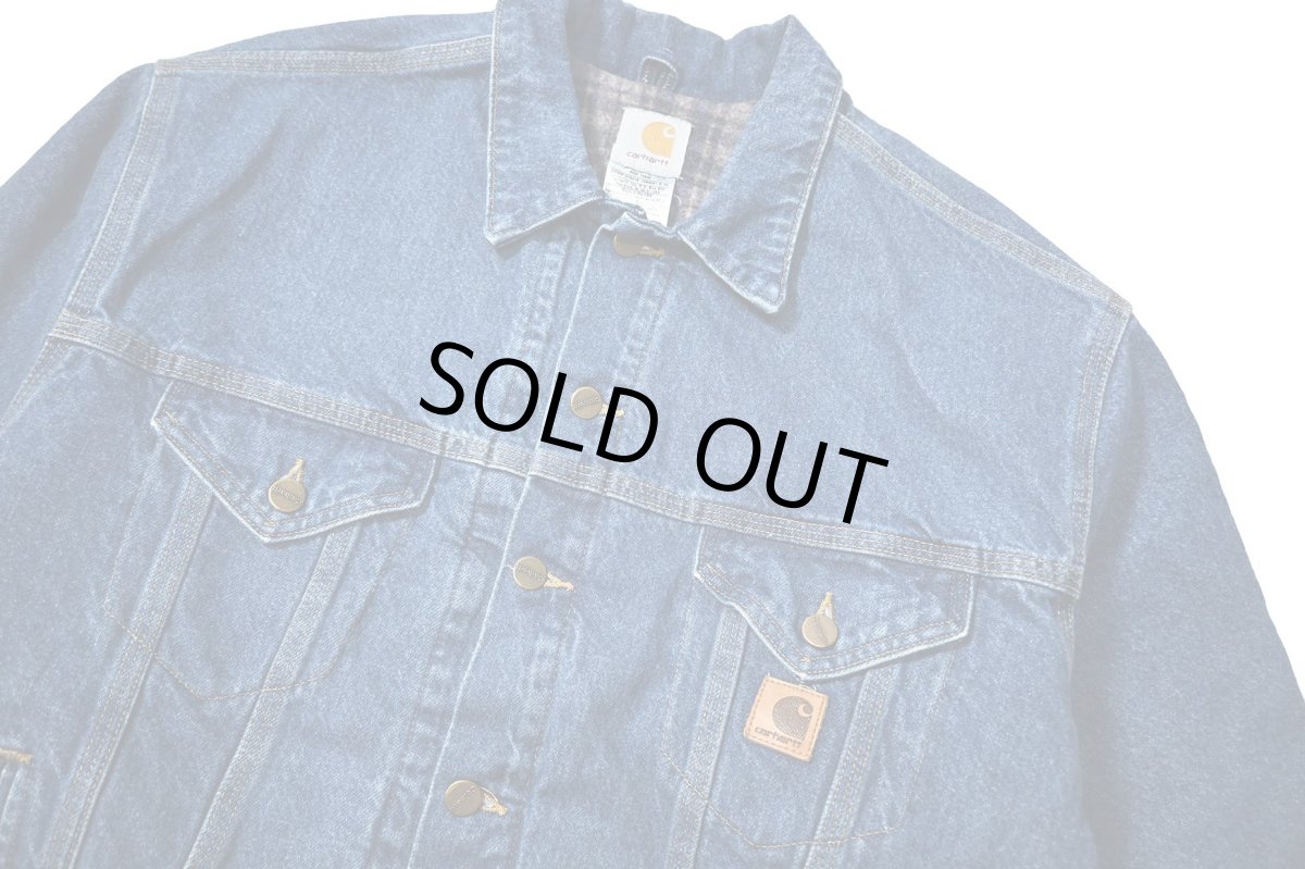 画像3: 05' Used Carhartt Blanket Lined Denim Trucker Jacket (3)