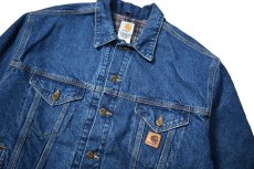画像3: 05' Used Carhartt Blanket Lined Denim Trucker Jacket (3)
