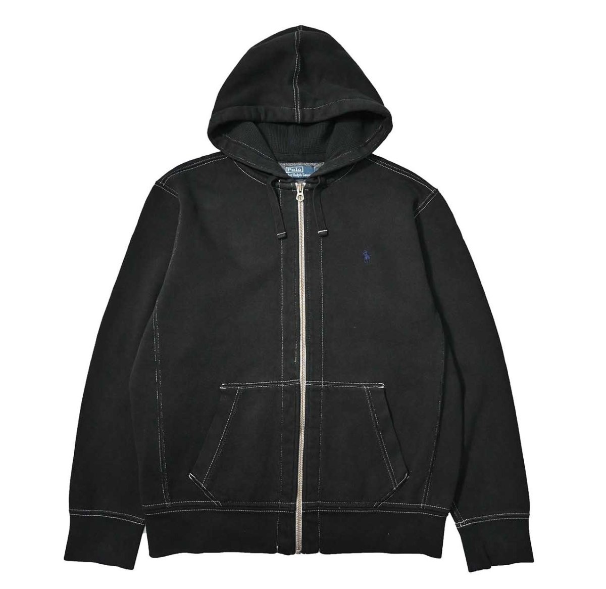 画像1: 90-00s Used Polo Ralph Lauren Zip Sweat Hoodie Black Over Dye (1)