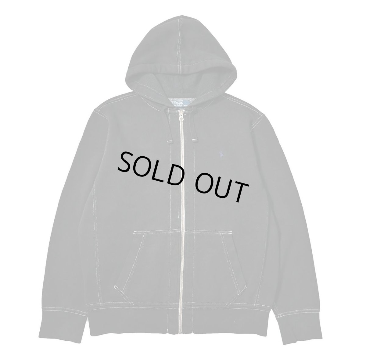 画像1: 90-00s Used Polo Ralph Lauren Zip Sweat Hoodie Black Over Dye (1)