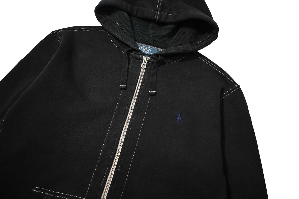 画像2: 90-00s Used Polo Ralph Lauren Zip Sweat Hoodie Black Over Dye (2)