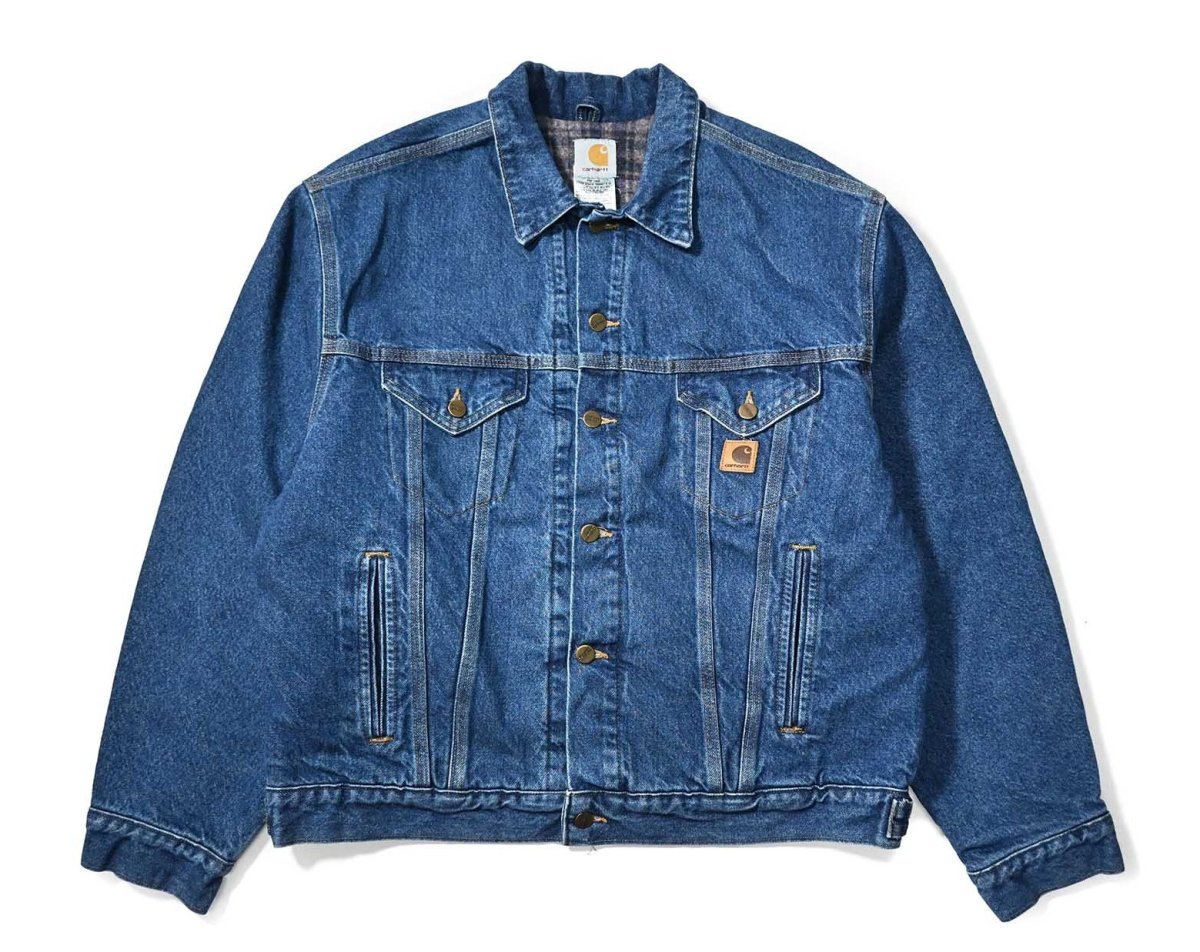 画像1: 05' Used Carhartt Blanket Lined Denim Trucker Jacket (1)