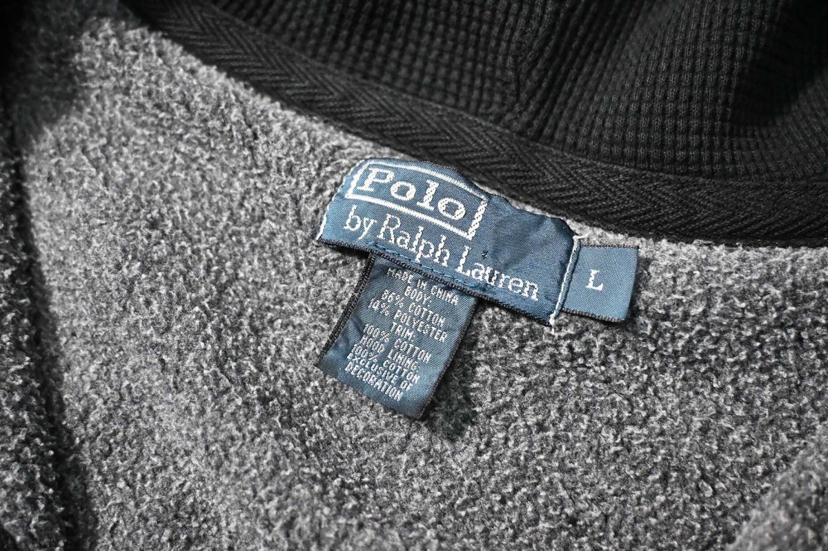 画像4: 90-00s Used Polo Ralph Lauren Zip Sweat Hoodie Black Over Dye (4)
